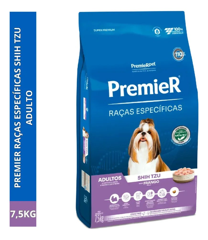 Ração Seca Premier Shih Tzu Cão Pequeno Frango 7.5kg
