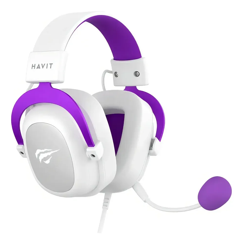 Headset Gamer Branco E Roxo Havit H2002d