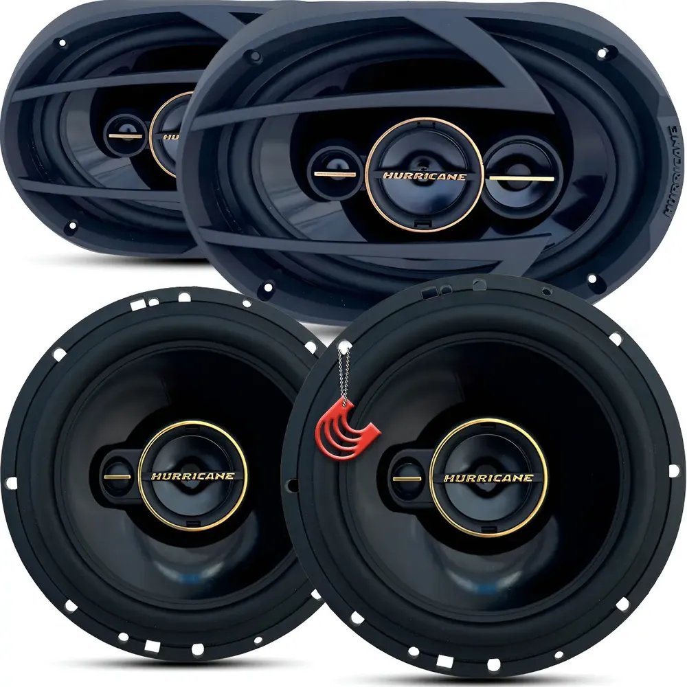 Kit Fácil Falante 6x9 Pol + 6 Pol 380w Linha Aurum Hurricane Preto