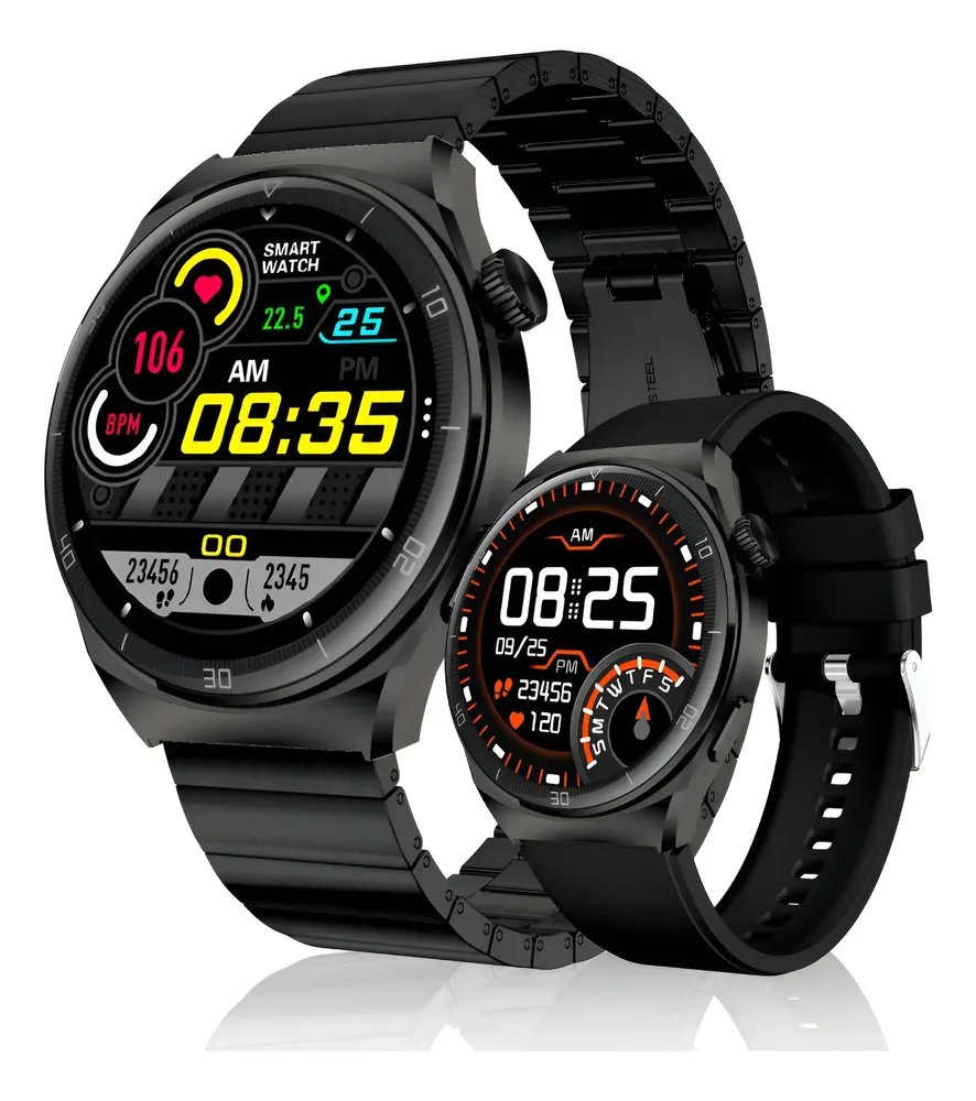 Relógio Inteligente Smartwatch Aurafit Am05 Tela Amoled 1.43 Laranja Sport Preto
