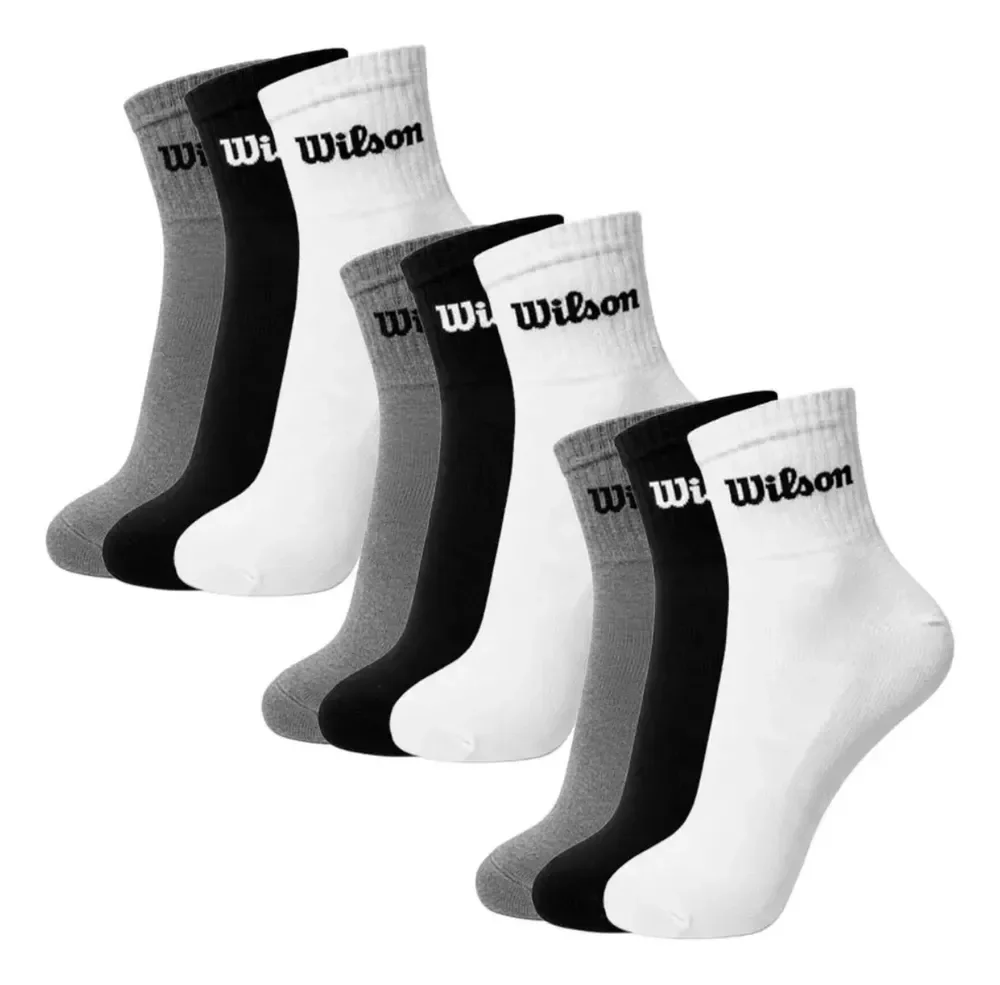 Kit 9 Pares Meia Wilson Cano Curto Algodão Canelada Unissex Sortidas Liso 39-44