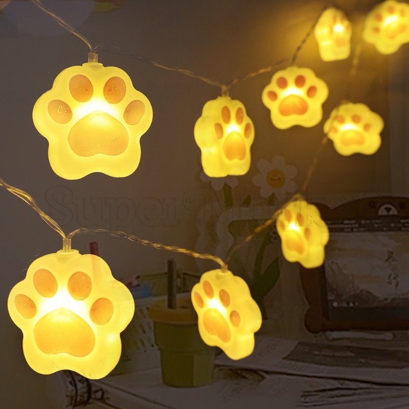 1,5m Pingente De Pata De Gato Luz De Corda/Garra De Gatinho Rosa LEDS Cordão De Lâmpada/Lâmpadas De Fada Alimentadas Por Bateria/Cortina Garland Lighting Ornament/Adereços Decorativos De Natal De Aniversário
