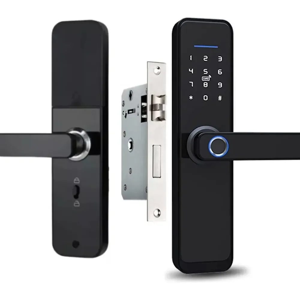 Fechadura Digital Inteligente Cartão Senha Biometria Wifi Cor Preto Rezzet Luatek Lfe-03