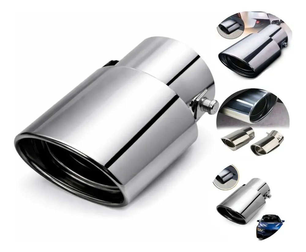 Ponteira Universal Escapamento Cromada Esportiva Carro Inox Prata (cromado)