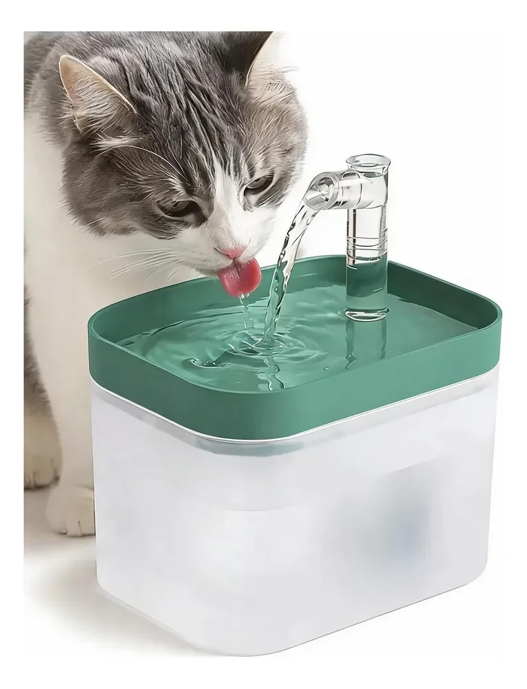 Bebedouro Água Para Gatos E Cães 1,5l-anti-cálculo-portátil 5 Verde-claro