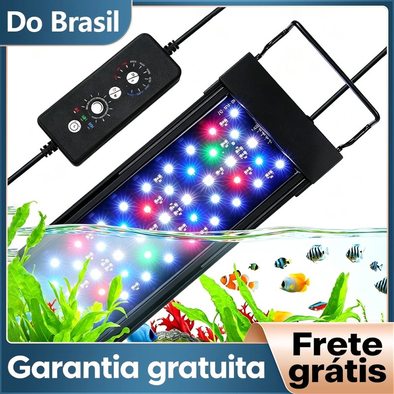 Luminária LED Aquário Full Spectrum Newpet Timer Memória 10 Níveis Suporte Ajustável IP67 Bivolt