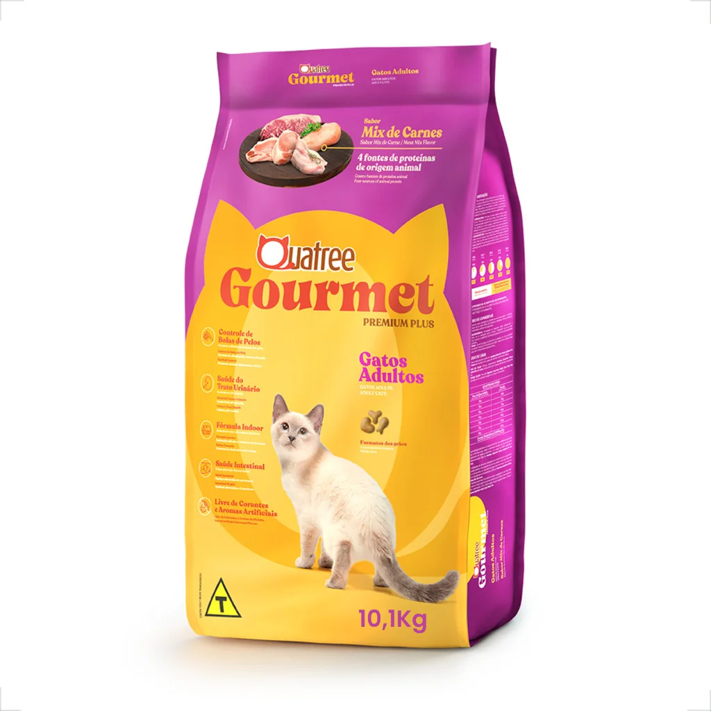 Ração Quatree Gourmet Gatos Adultos Mix de Carnes - 10,1Kg
