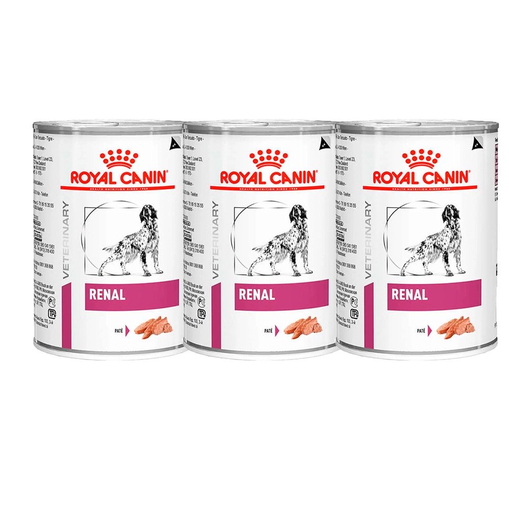 Kit 3 un. Ração Úmida Royal Canin Veterinary Renal Cães Adultos 410g