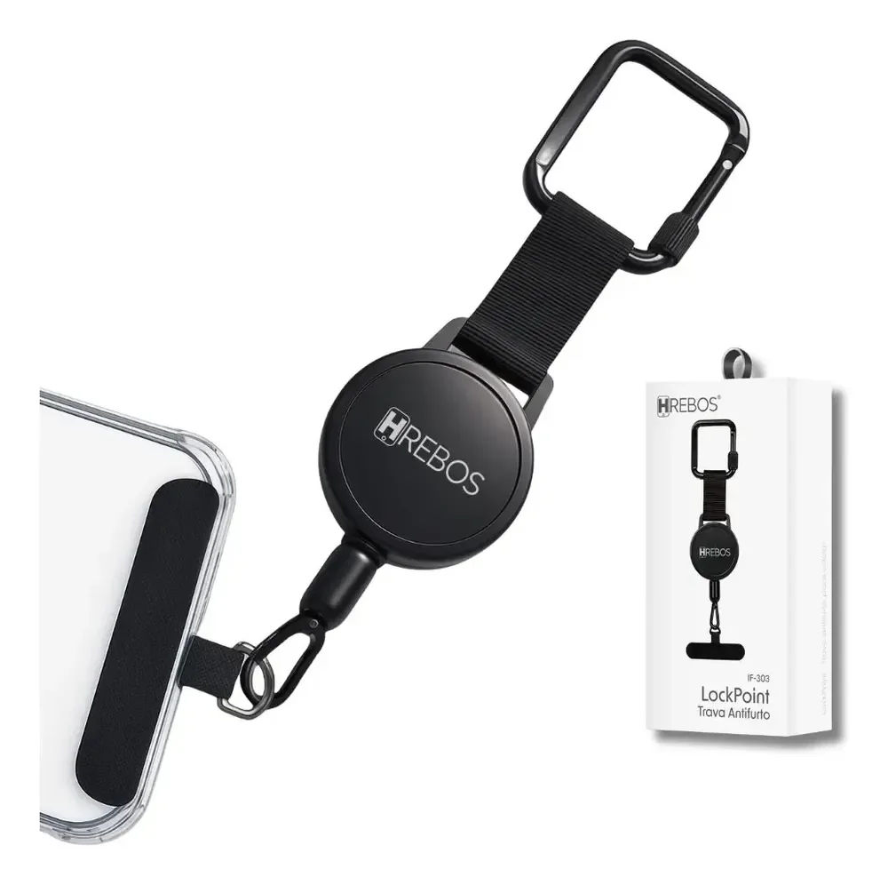 Trava Antifurto Para Celular Retrátil Para Shows E Eventos Preto