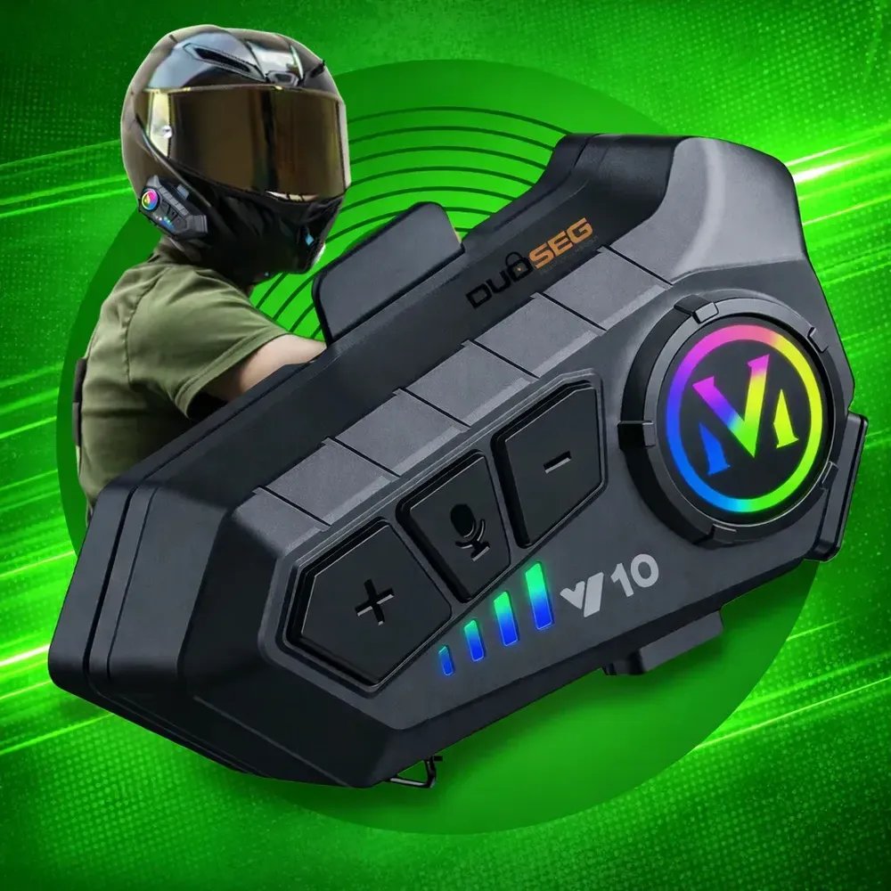Fone De Ouvido Para Capacete Moto Bluetooth Headset RGB Sem Fio Com Microfone Música GPS Chamadas Compatível Com Capacete Aberto Fechado