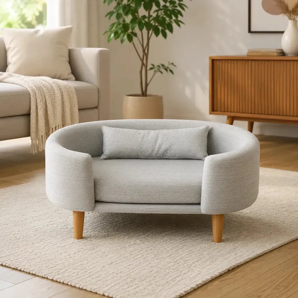 Cama Pet Luxo Sofá Poltrona Premium Para Cães E Gatos Cinza