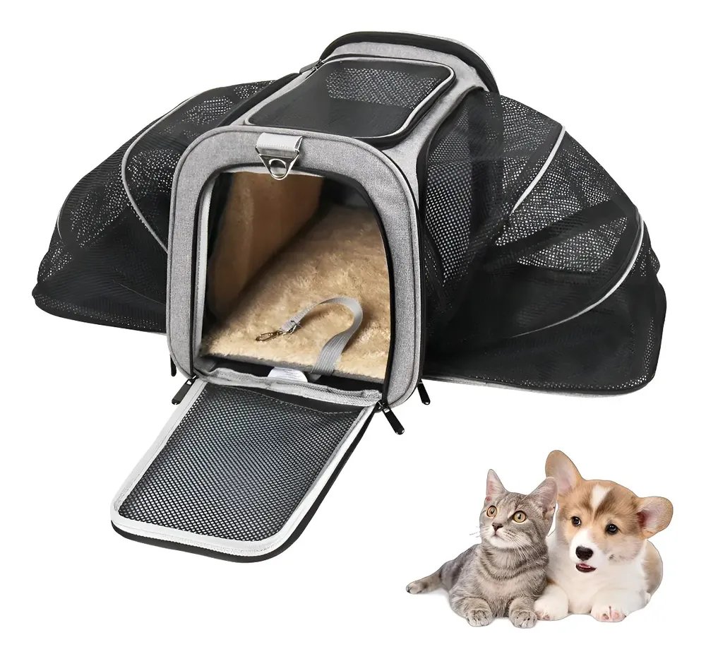 Bolsa Transporte Pet Expansível Cinza Duke & Dixie Avião Cães Gatos