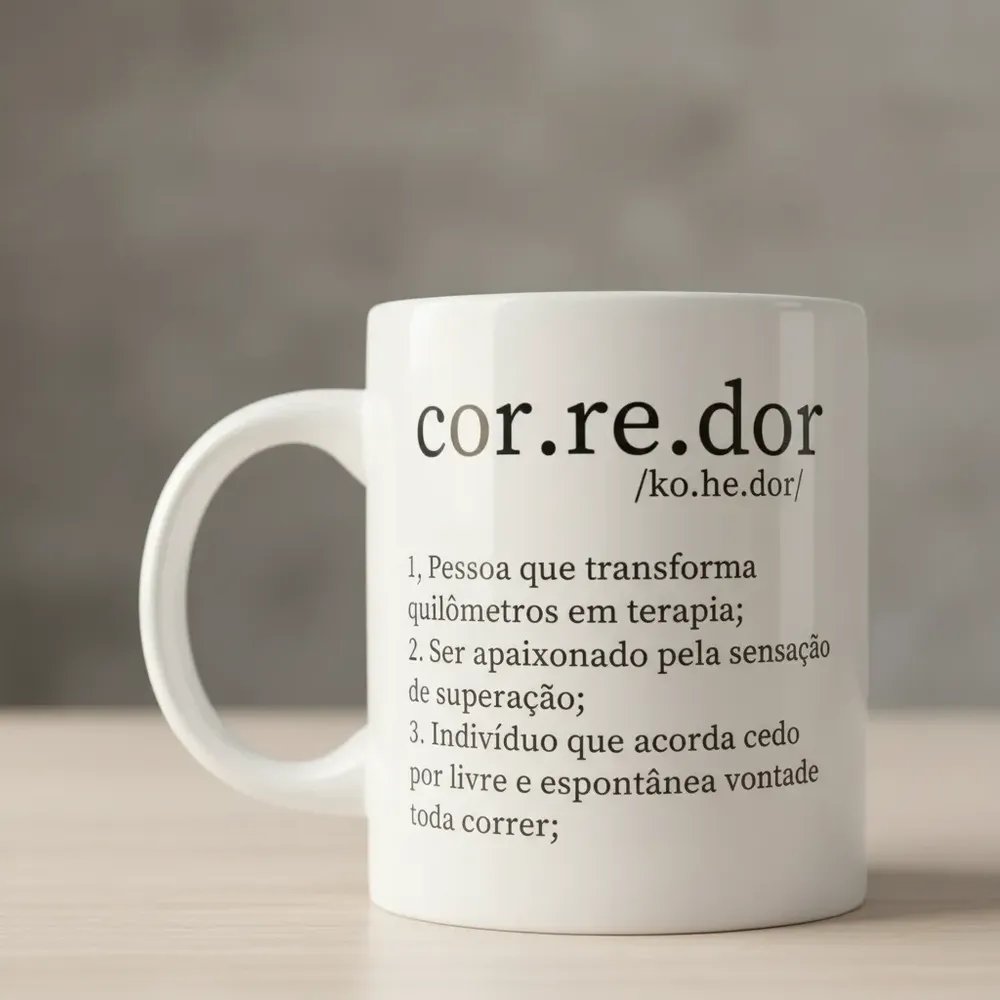 Caneca Corredor Corrida Run Running Branco Corredor Mod. 02