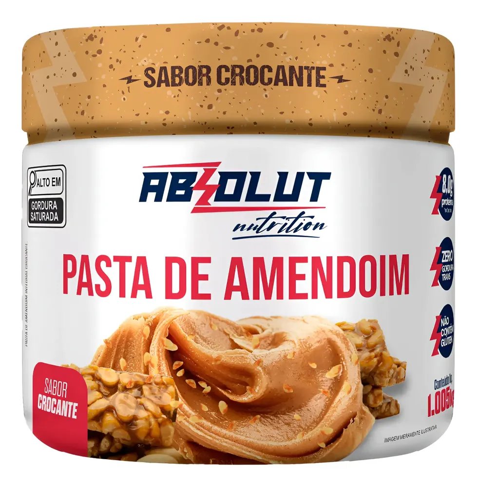 Pasta De Amendoim Crocante 1kg Absolut Protein Zero Glúten