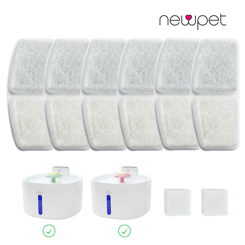 Filtros de substituição para dispensador de fonte de água de aço inoxidável newpet com sistema de filtragem de 6 camadas, 6 pacotes