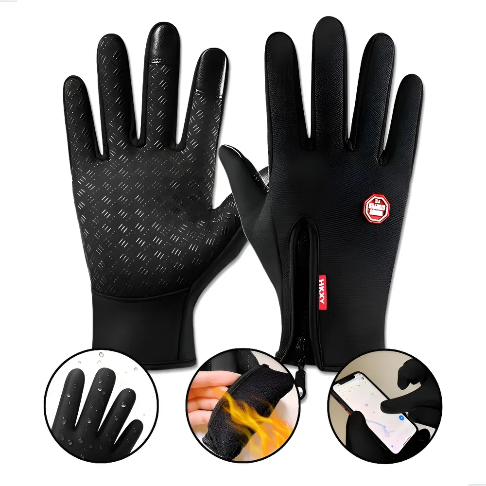 Luva Moto Motoqueiro Impermeável Térmica Inverno Frio Touch Preto Único - M Ao Gg