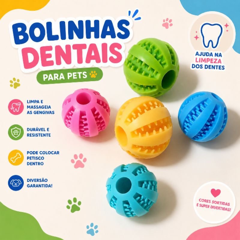 Bola Mordedora para Cães Limpeza Dental e Controle de Tártaro