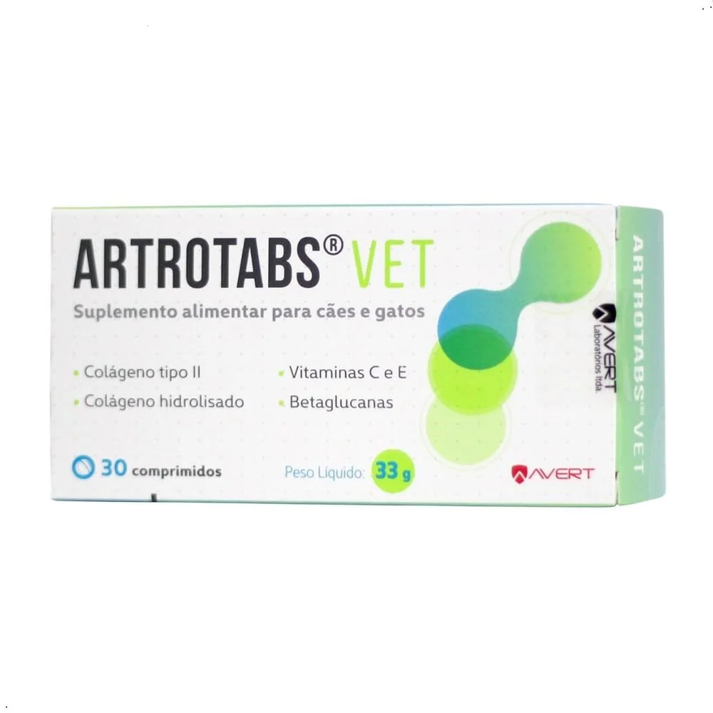 Suplemento Artrotabs Avert para Cães e Gatos 30 Comprimidos Avert Para Todas As Fases