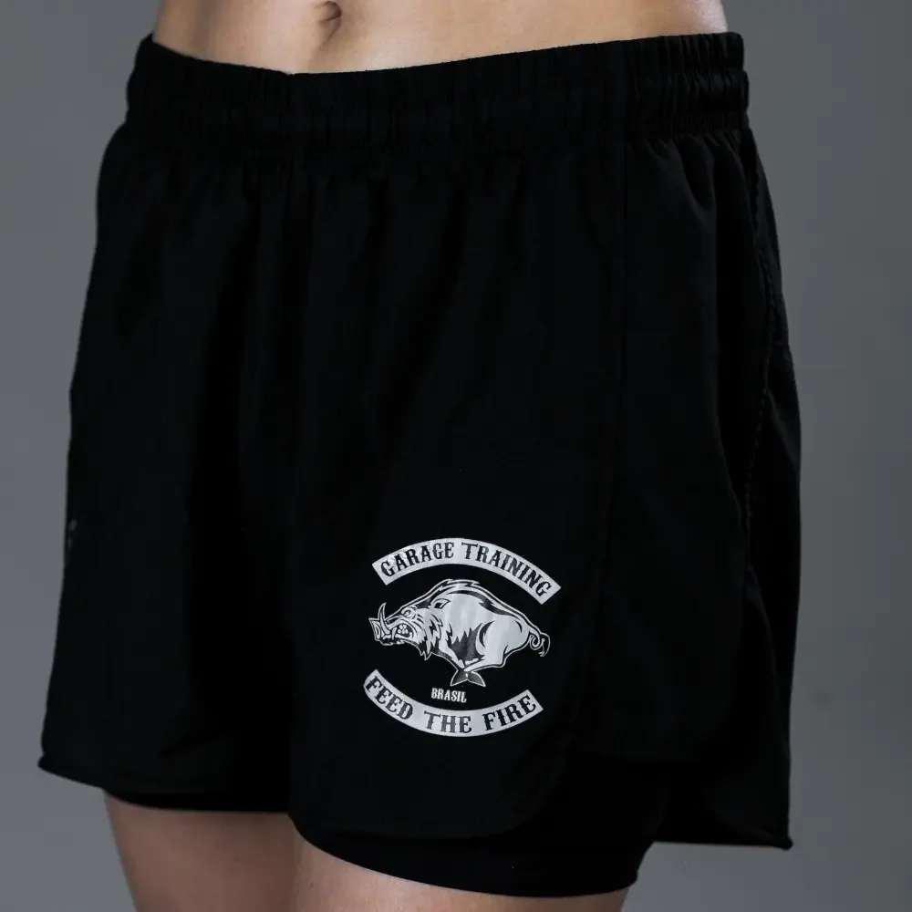 Shorts Running 2 Em 1 Woom Garage Training Feminino - P ao GG
