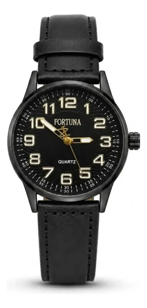 Relógio De Pulso Masculino Fortuna Old Money Minimalista Preto