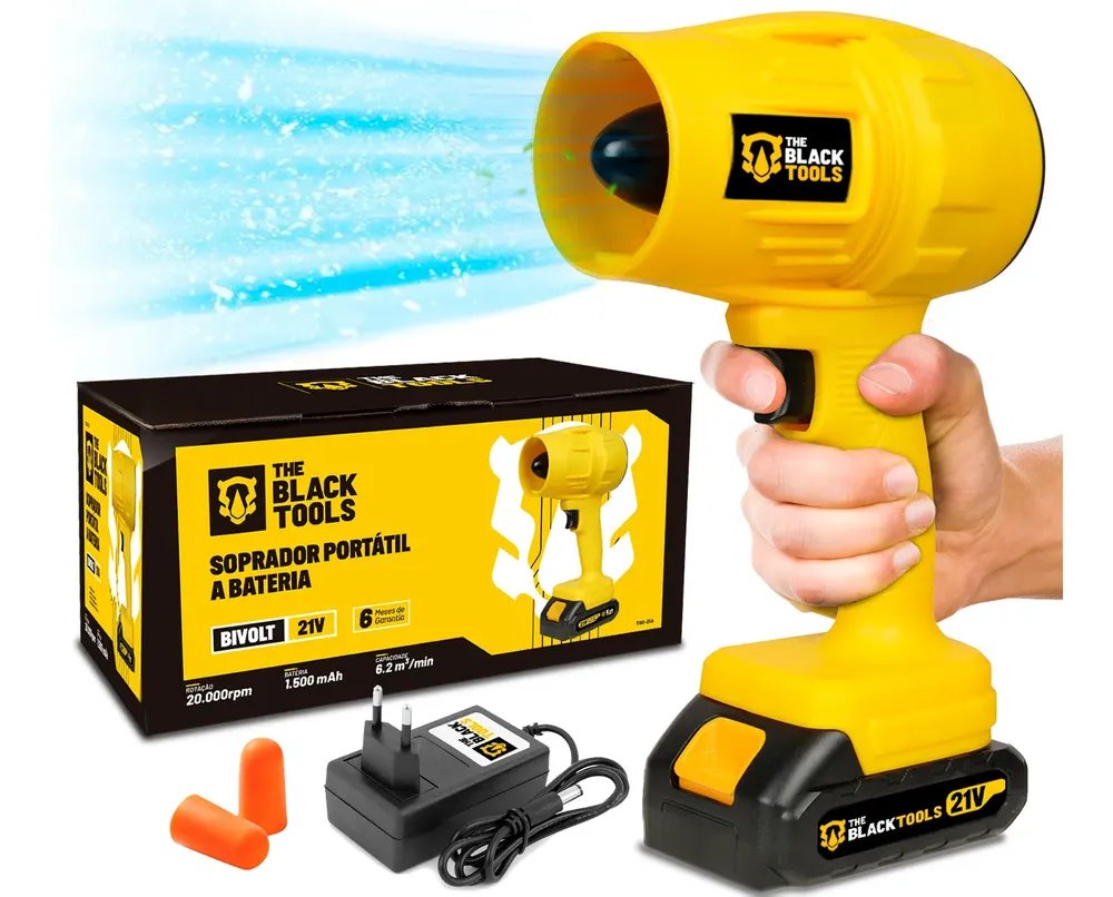 Soprador Portátil Sem Fio 21v 2000w Alta Performance Amarelo 127/220v