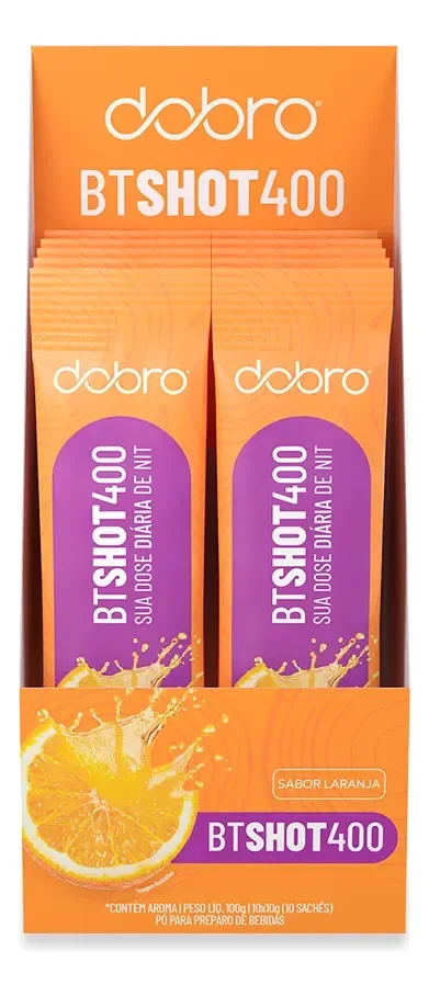 Btshot 400 Dobro Suplemento Em Pó 10 Sachês De 10g - Laranja Laranja 10 Un De 10g