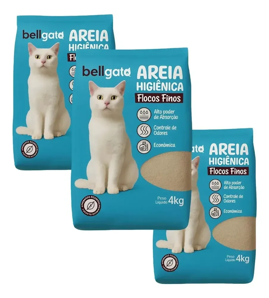 Kit 3 Areia De Gato Higienica Extra Fina Premium
