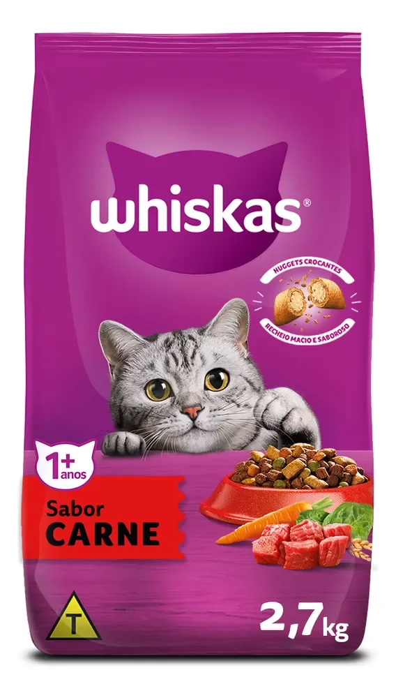 Ração Whiskas Carne Gatos Adultos 2,7 kg