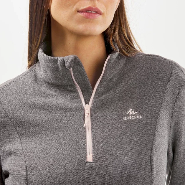 Blusa Feminina de Trilha Fleece MH100 Quechua Cinza