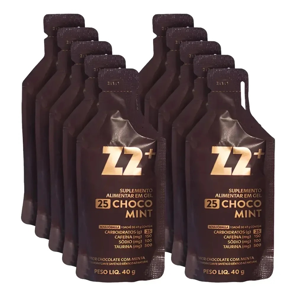 Energy Gel Z2+ Choco Mint Box 10 Unidades Sachê 40g Choco Menta