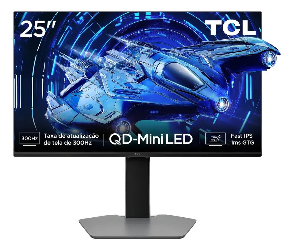 Monitor Gamer TCL 25 Polegadas QLED Mini LED Full HD G64 300Hz 1ms (GtG) Freesync HDR 600 nits 25G64