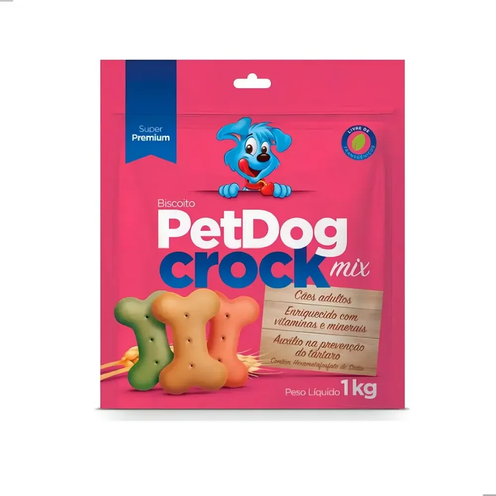 Biscoito Petisco Para Cães PetDog Crock Mix 1kg