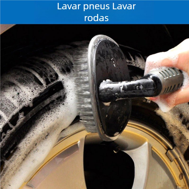 Limpador de Pneu Automotivo – Escova com Cabo Emborrachado, Carro e Moto