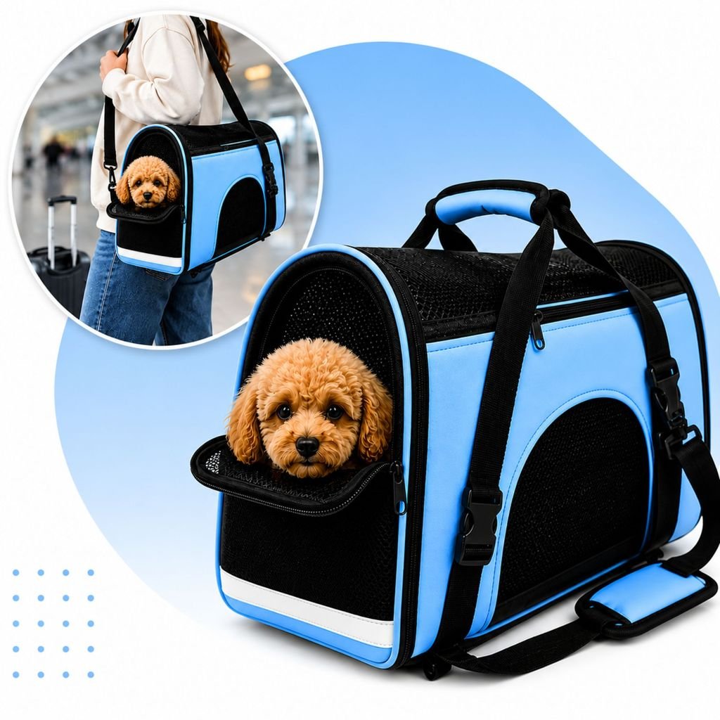 Bolsa Pet De Transporte De Avião Cachorro Gato - Azul