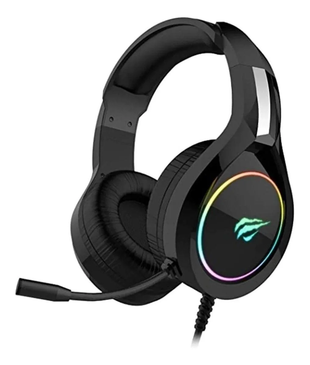Havit Headphone Fone de Ouvido H2232d, Gamer, Iluminação RGB, com Microfone, Falante de 50mm, Conector 3.5mm, HAVIT, HV-H2232d, Cabo USB para Iluminação