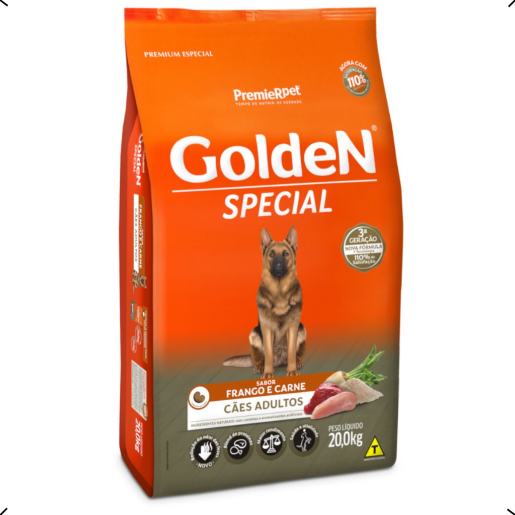 RAÇÃO GOLDEN SPECIAL ADULTO RAÇA MEDIA E GRANDE 20KG