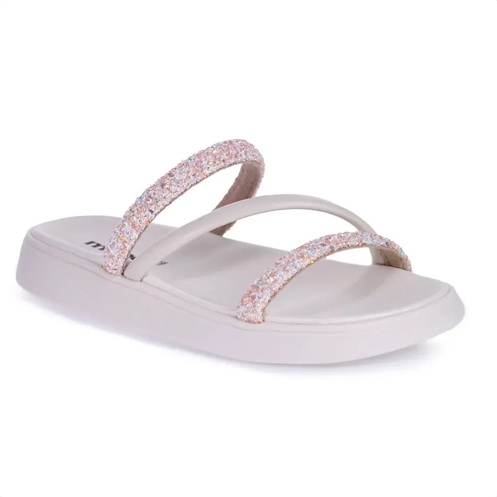 Papete Moleca Feminina Confortável Brilho Flatform Eva Branco-rosa 37 Br