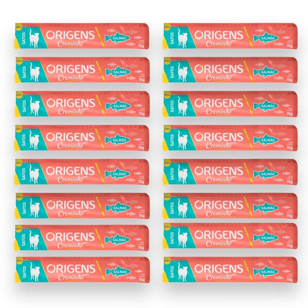 Kit 4x Petisco Origens Creminho Salmão para Gatos - 60g - 16 unidades