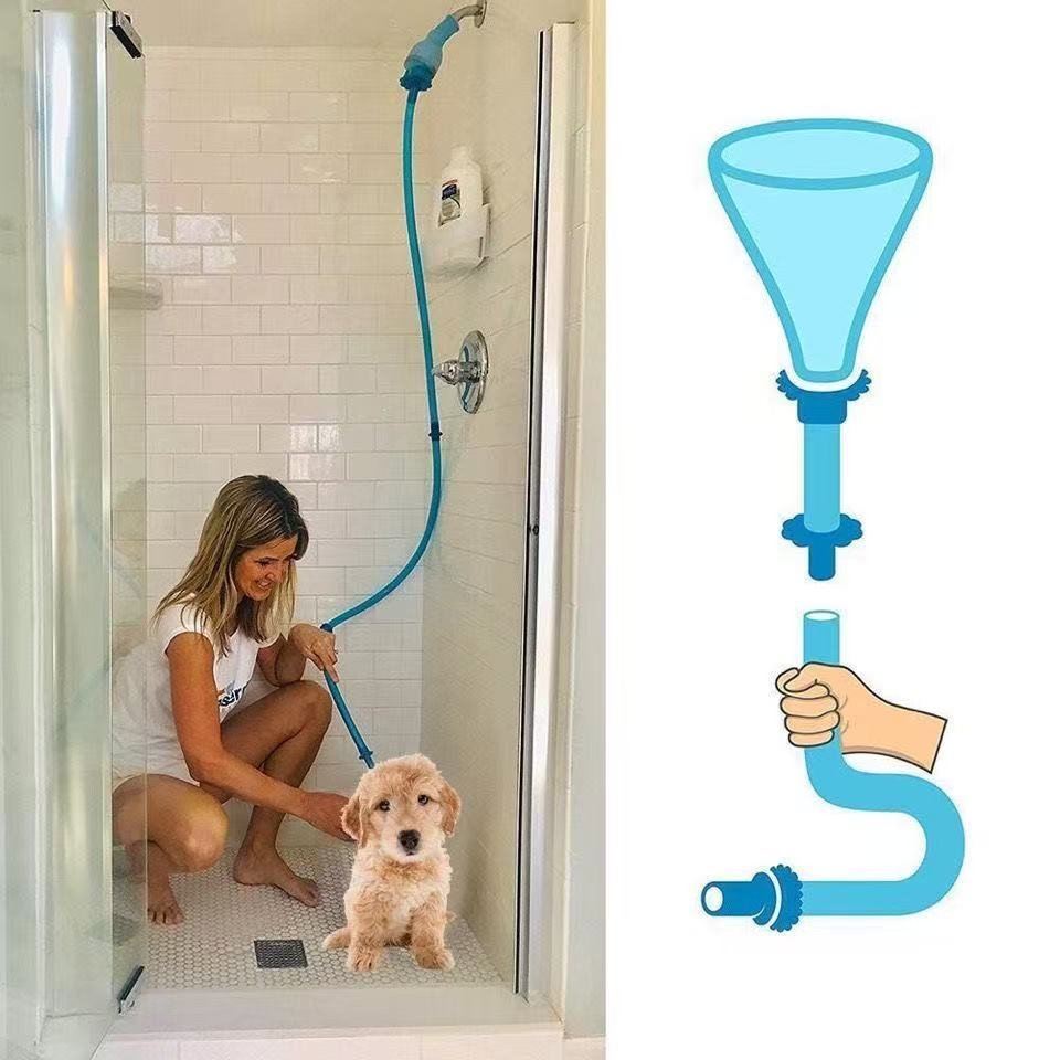Pet Rinser Mangueira para Banho de Pets Enxaguador com Adaptador de Silicone 150cm