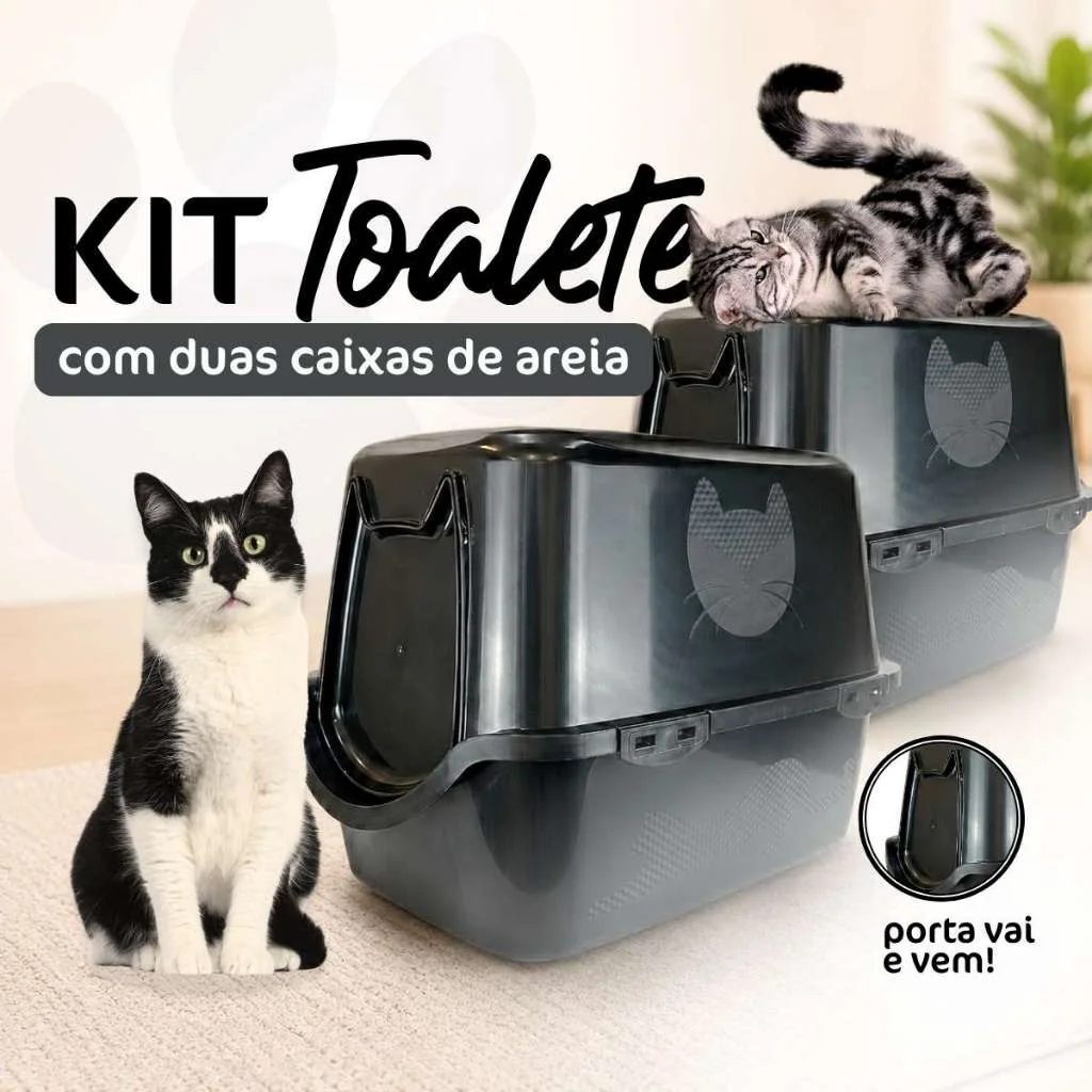 Kit 2 Caixa Areia Fechada Banheiro Toalete Sanitário Gato Antiodor