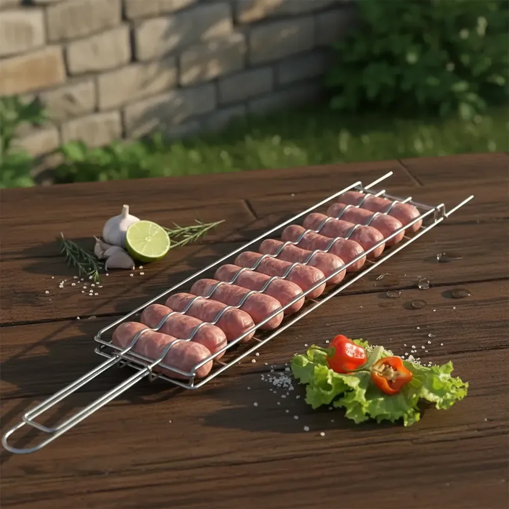 Grelha Para Linguiça Em Aço Cromado Churrasqueira 13x49,5