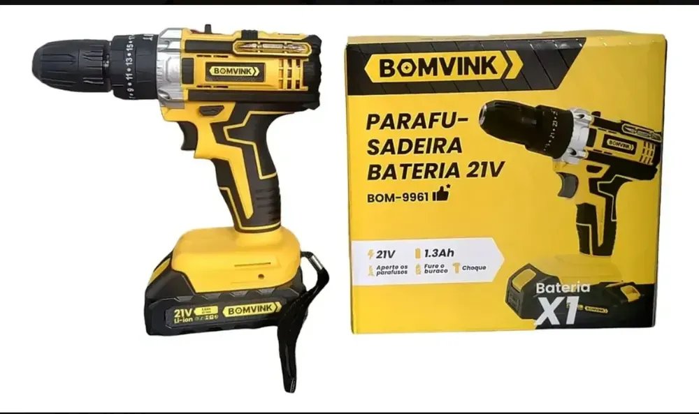 Parafusadeira Bomvink Bom-9961 A Bateria Amarelo 127/220v 21v