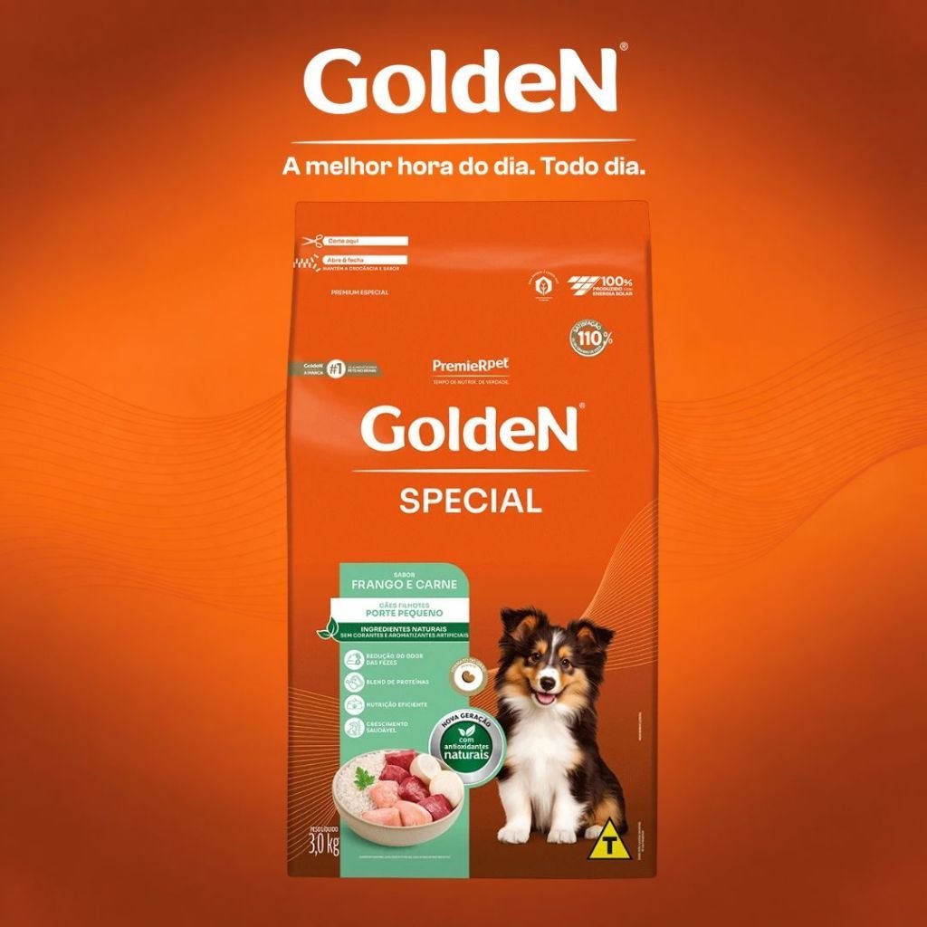 Ração Golden Special Cães Filhote Pequeno Frango e Carne 3kg