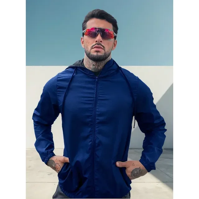 Corta Vento Jaqueta Masculino Proteção Garoa Capuz Gola Alta