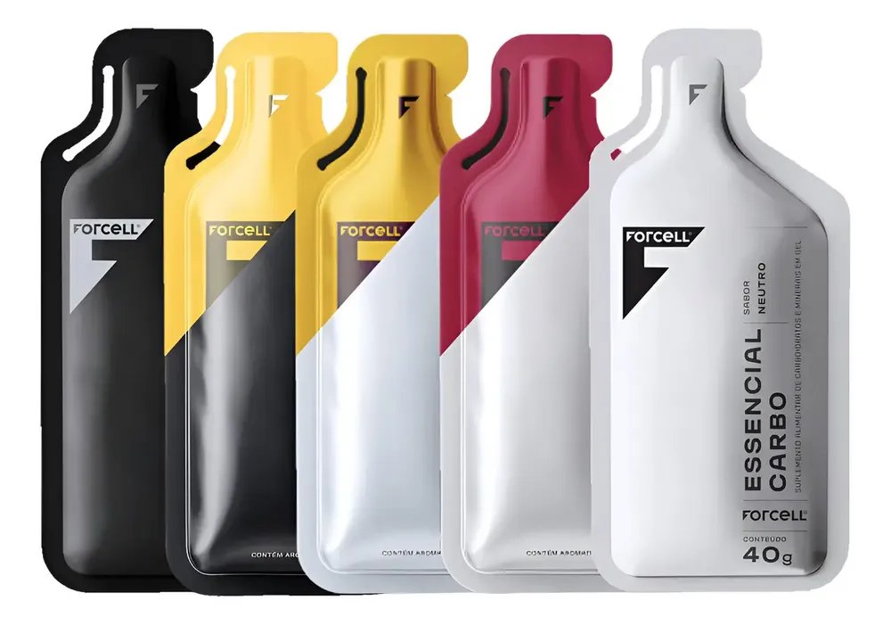 Forcell Gel Essencial Carbo 40g Sabor Variados Kit 5 Sachês