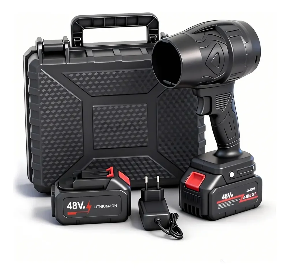 Soprador 48v Turbo Portátil Com 2 Baterias Potente Preto