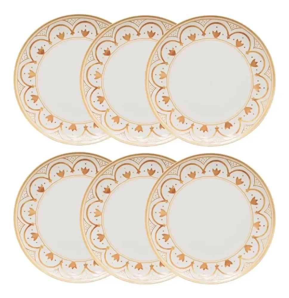 Jogo De 6 Pratos Rasos 26 Cm Oxford Unni Nuray Branco