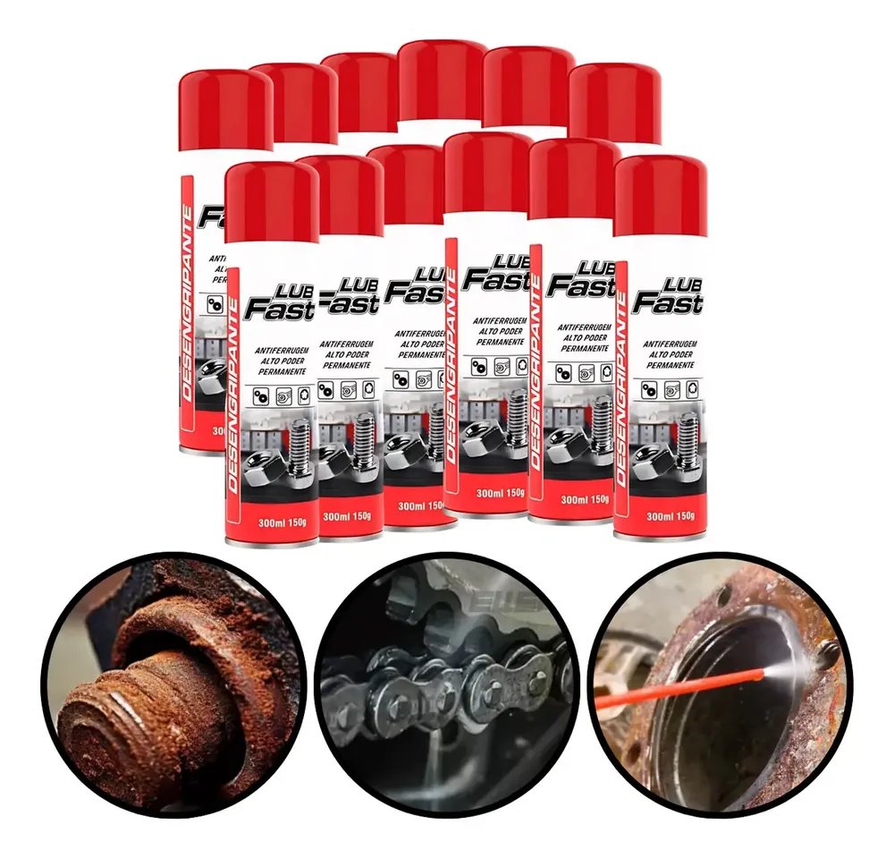 Kit 12 Desengripante Spray Lubfast 300ml Lubrificante Anticorrosivo