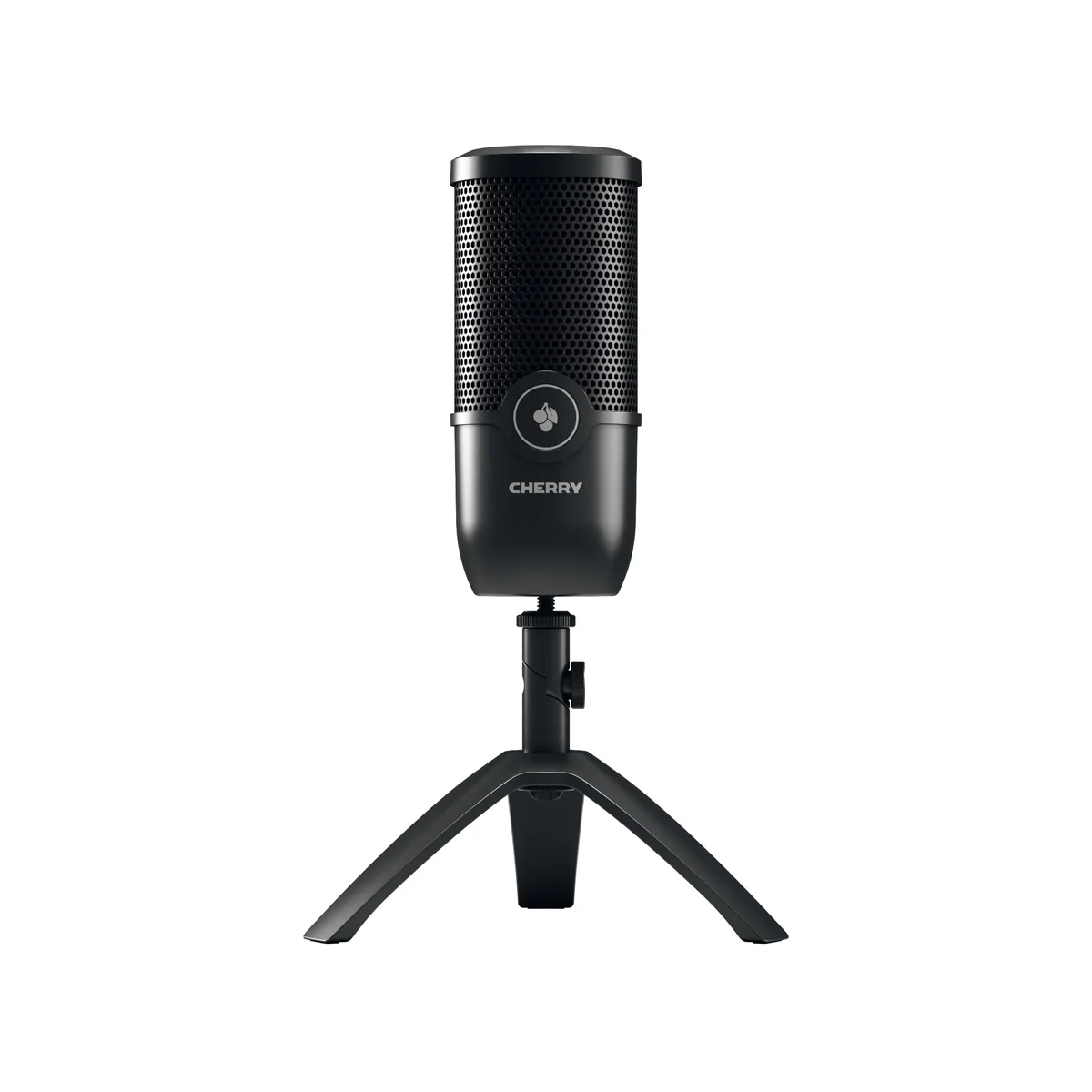 Cherry UM 3.0, microfone USB para podcast, streaming e uso em casa, padrão polar cardioide, conector de fone de ouvido, compatível com PC/Mac/PS4/PS5, preto