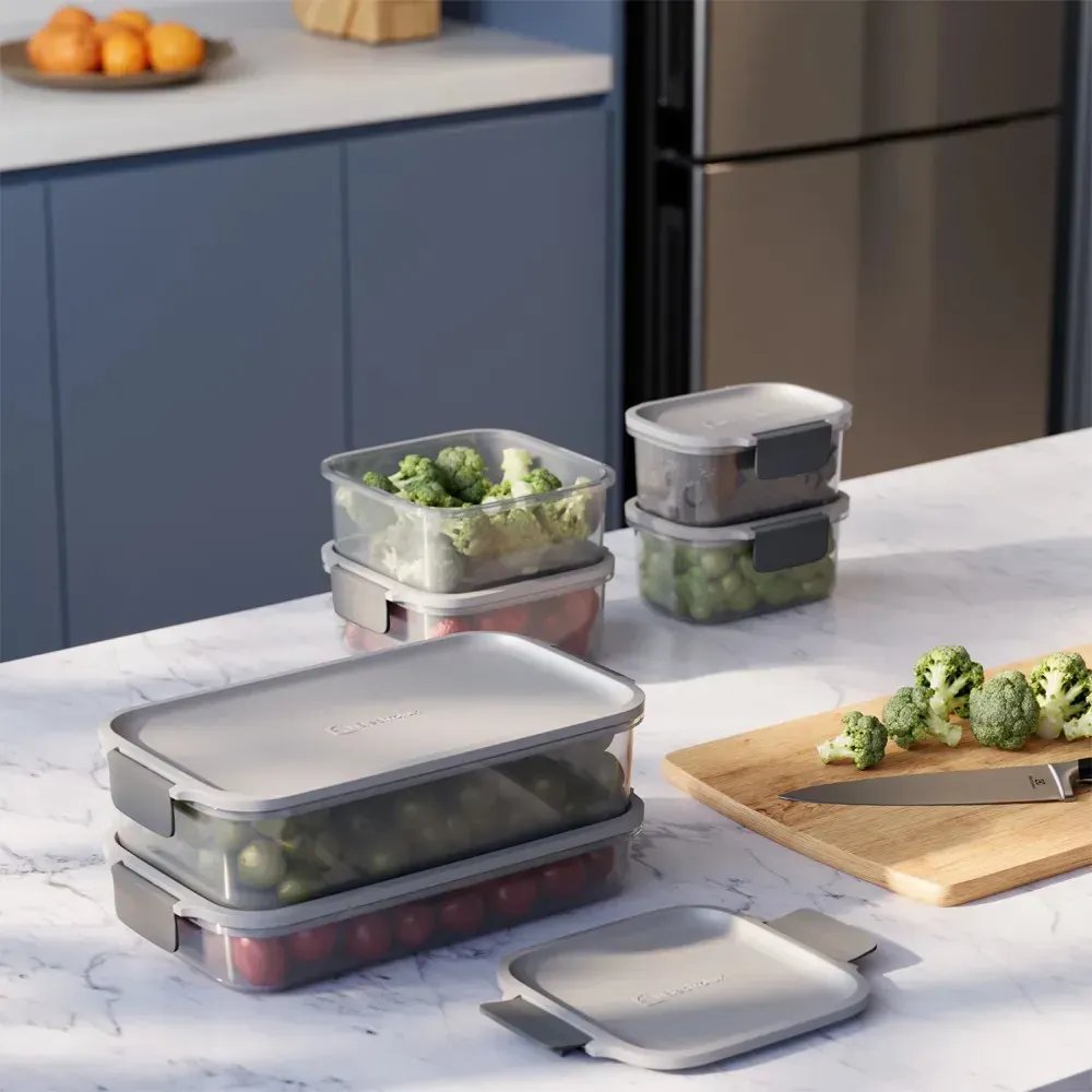 Electrolux Kit 6 Potes Herméticos De Plástico Cinza, 12,4l, Safelock, Empilhável e Modular
